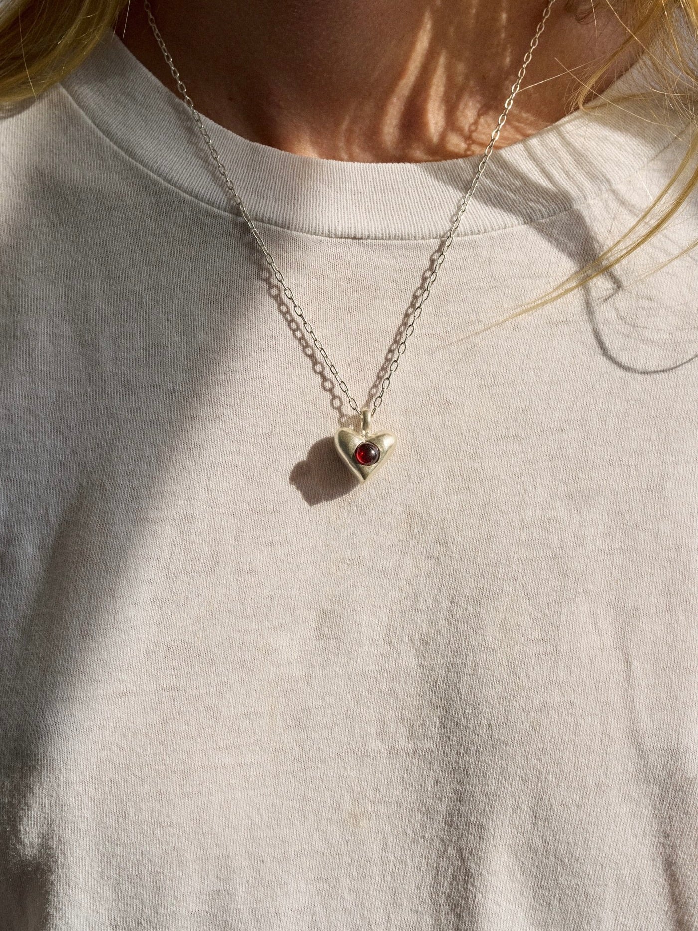 Garnet Heart Necklace