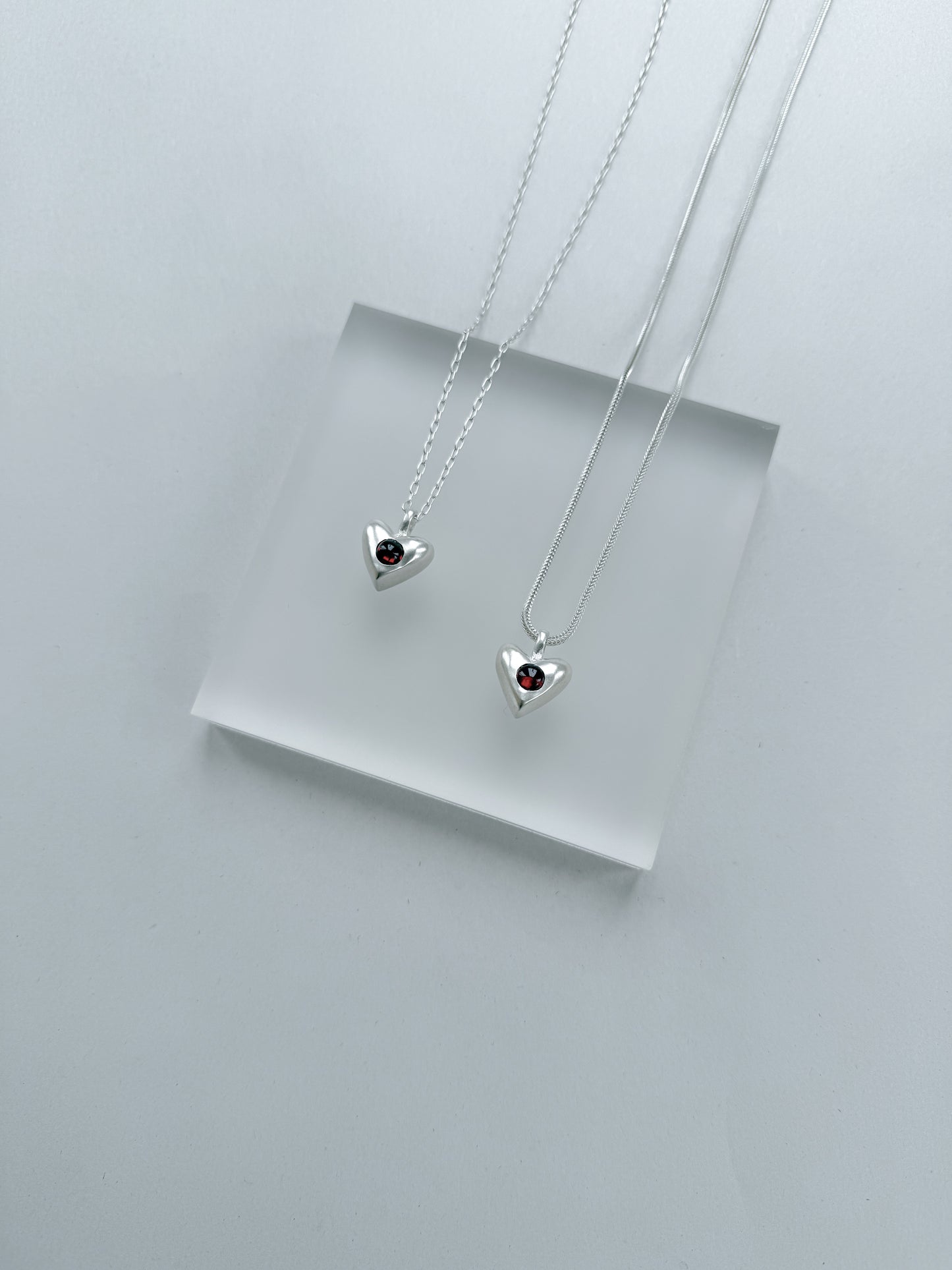Garnet Heart Necklace