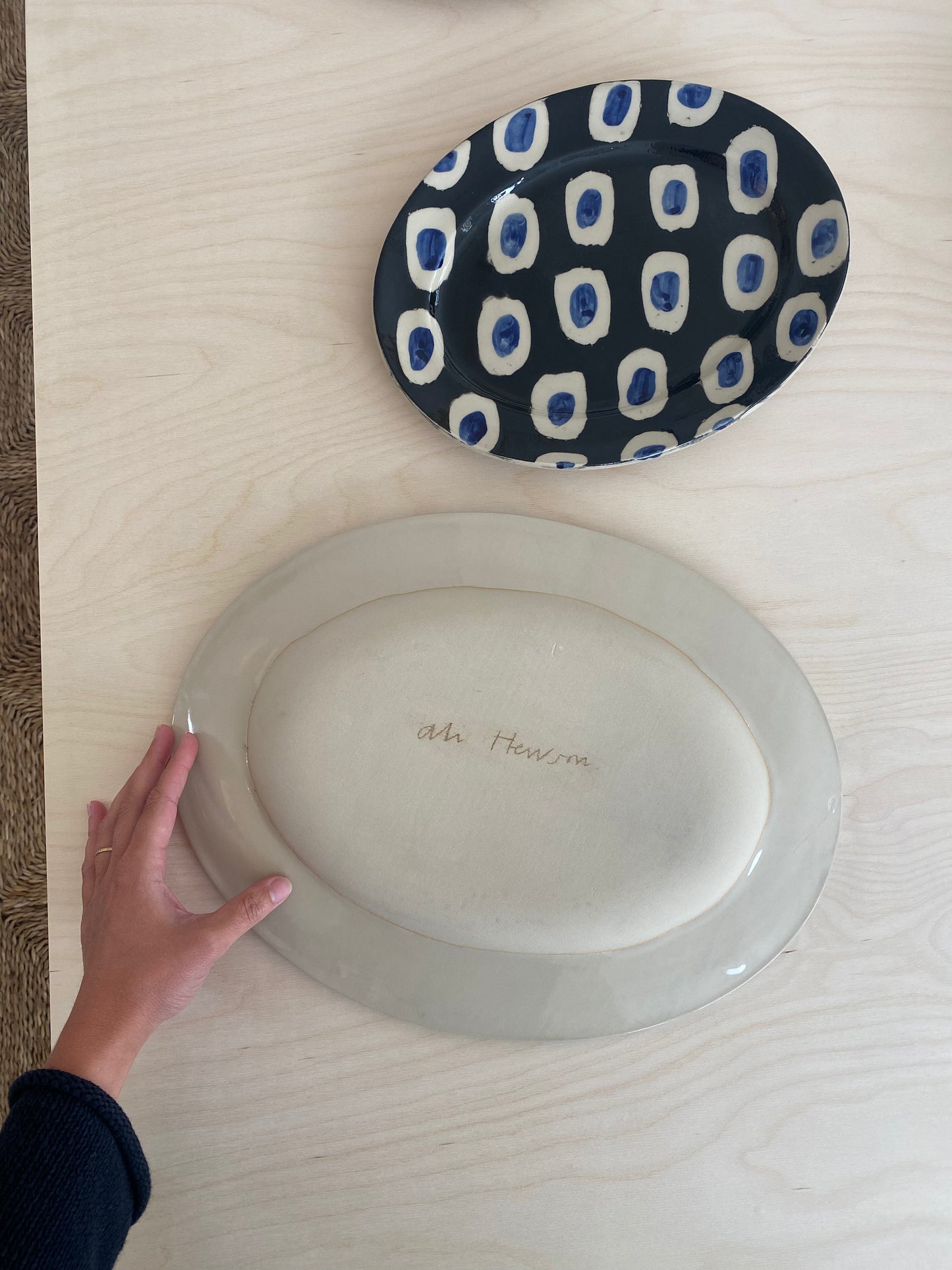 Cobalt Dash Oval Platter