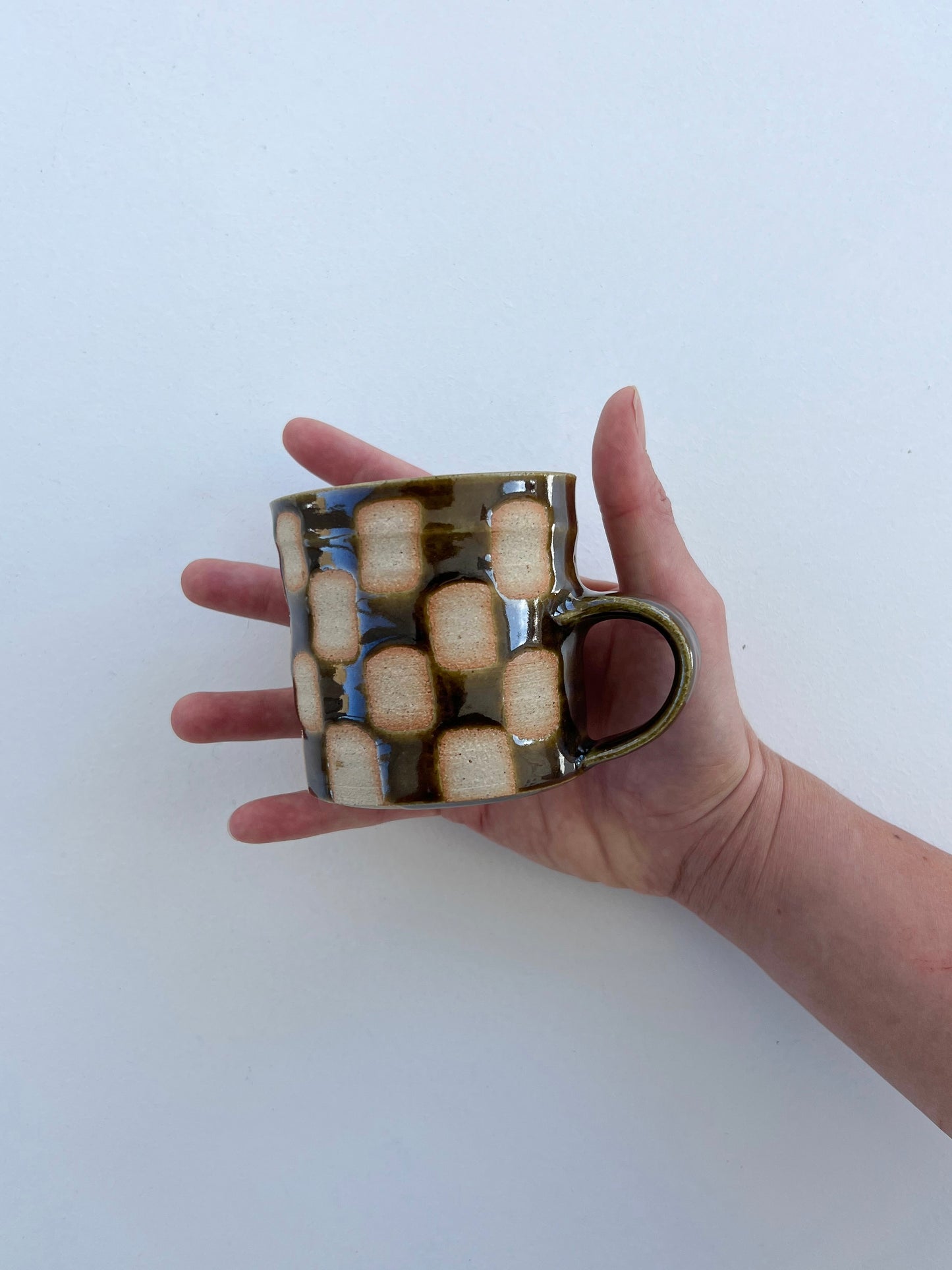 Dark Green Checked Mug