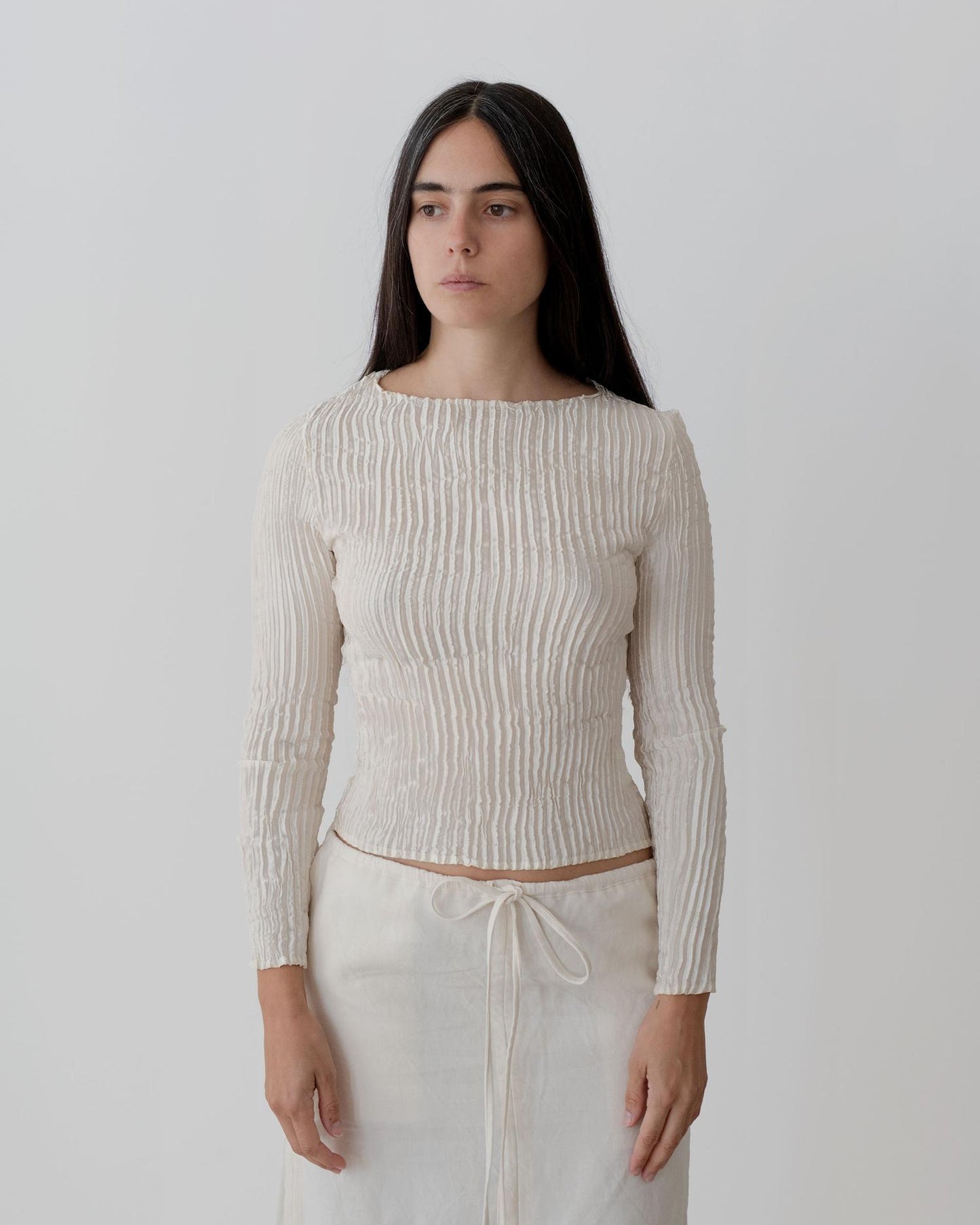 Silk Indigo Long Sleeve Top