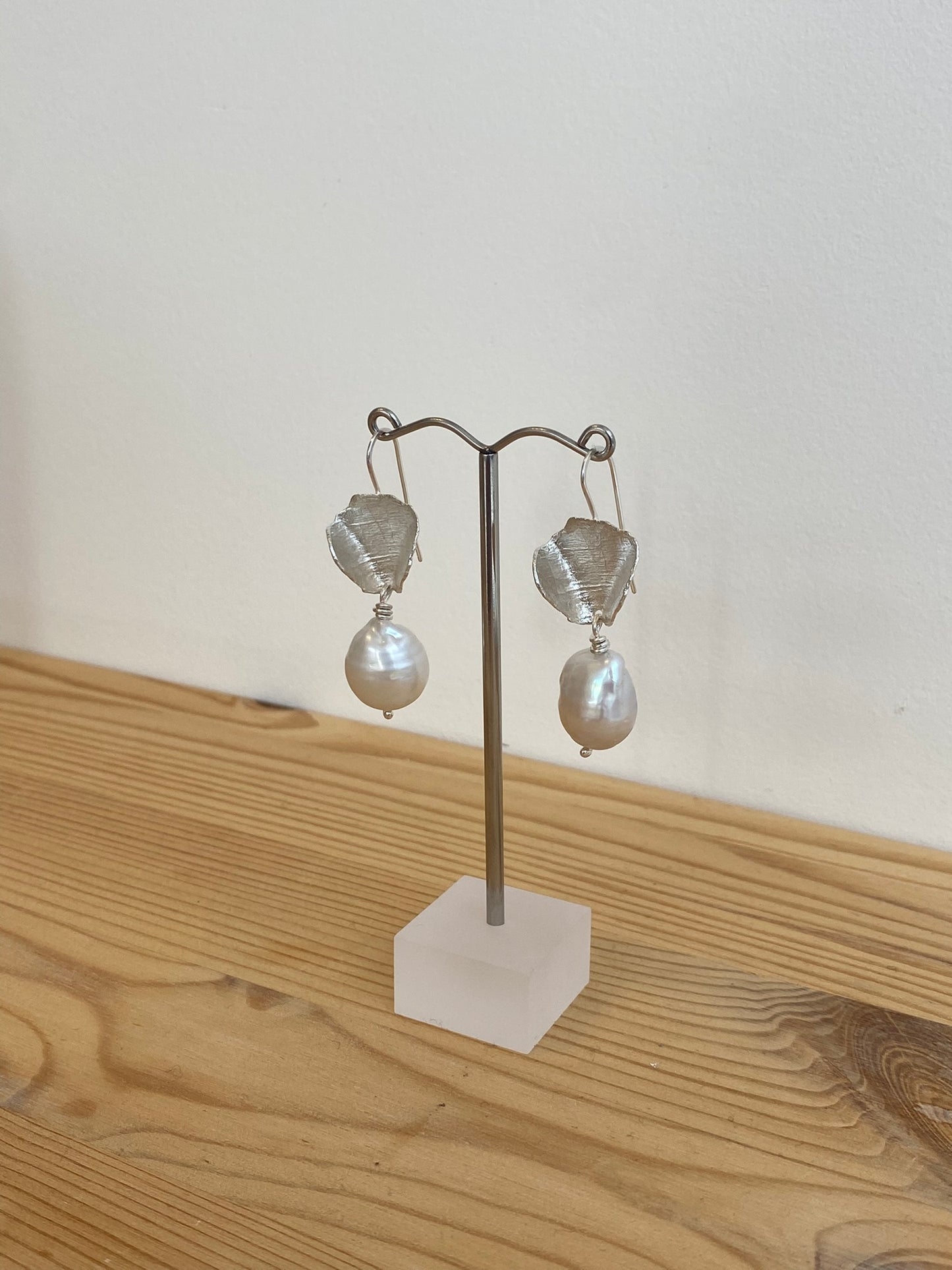 Sedge Earrings with Vintage Pearls