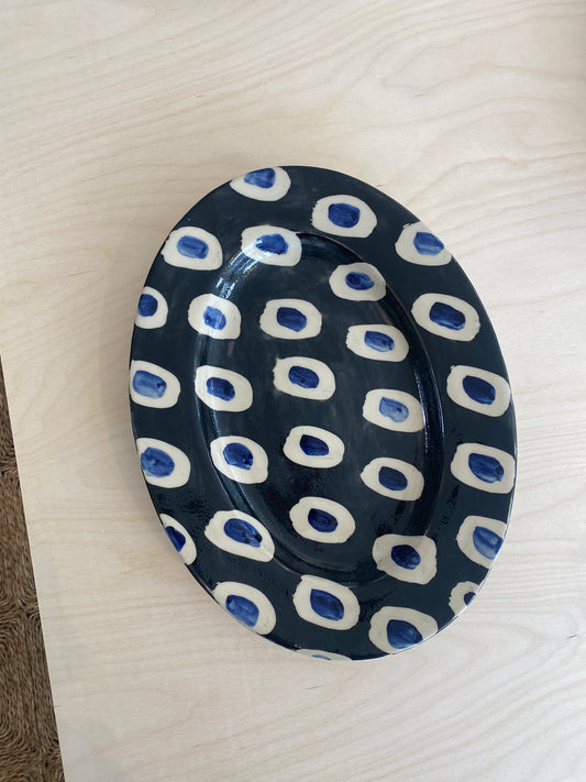 Large Cobalt Dash Oval Platter