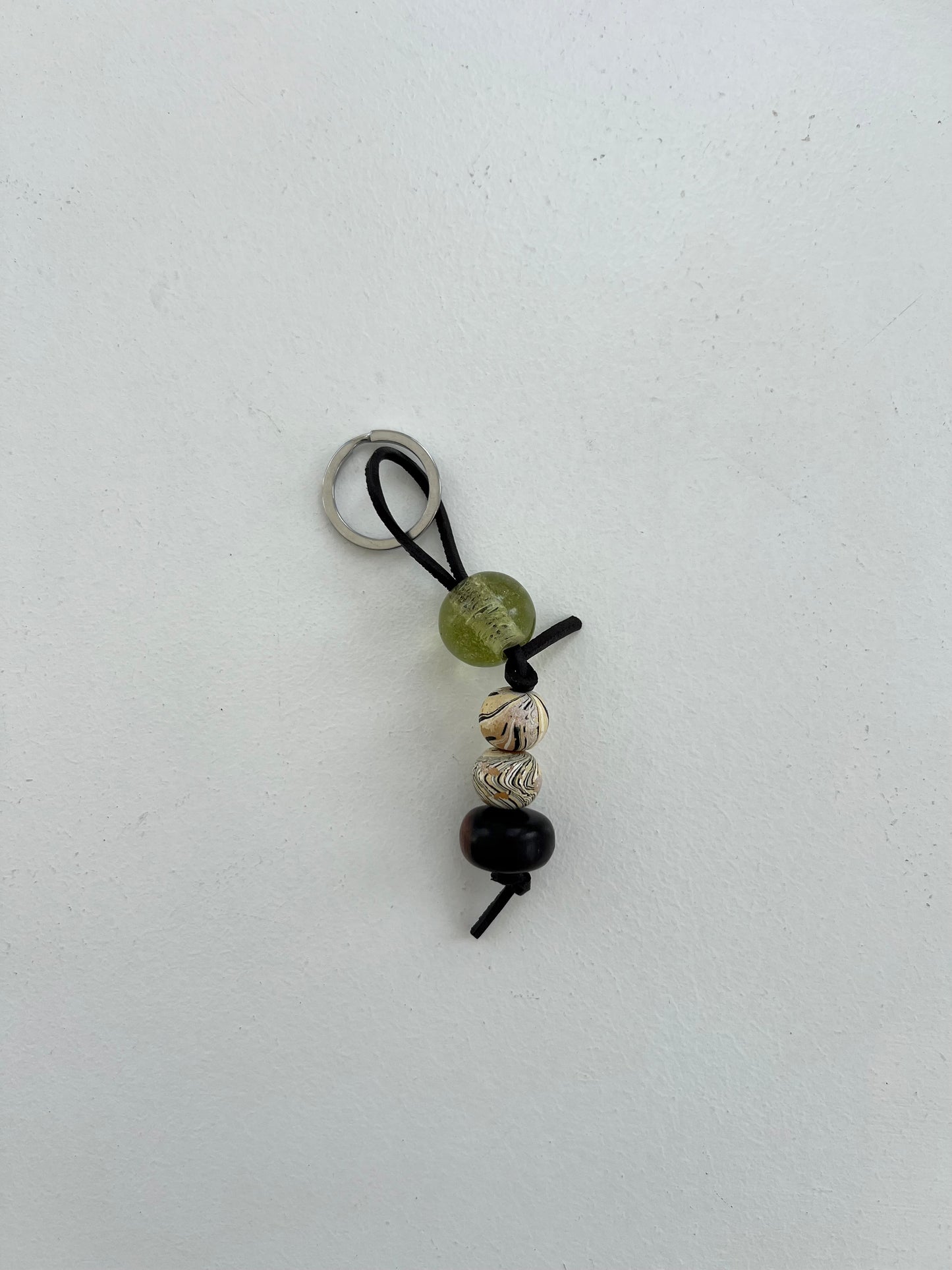 Leather and Vintage Bead Keyrings