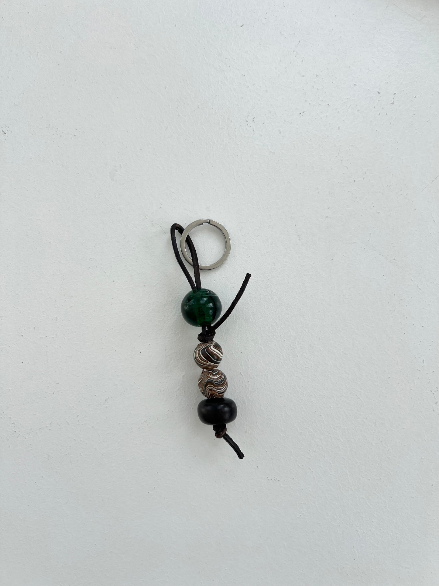 Leather and Vintage Bead Keyrings