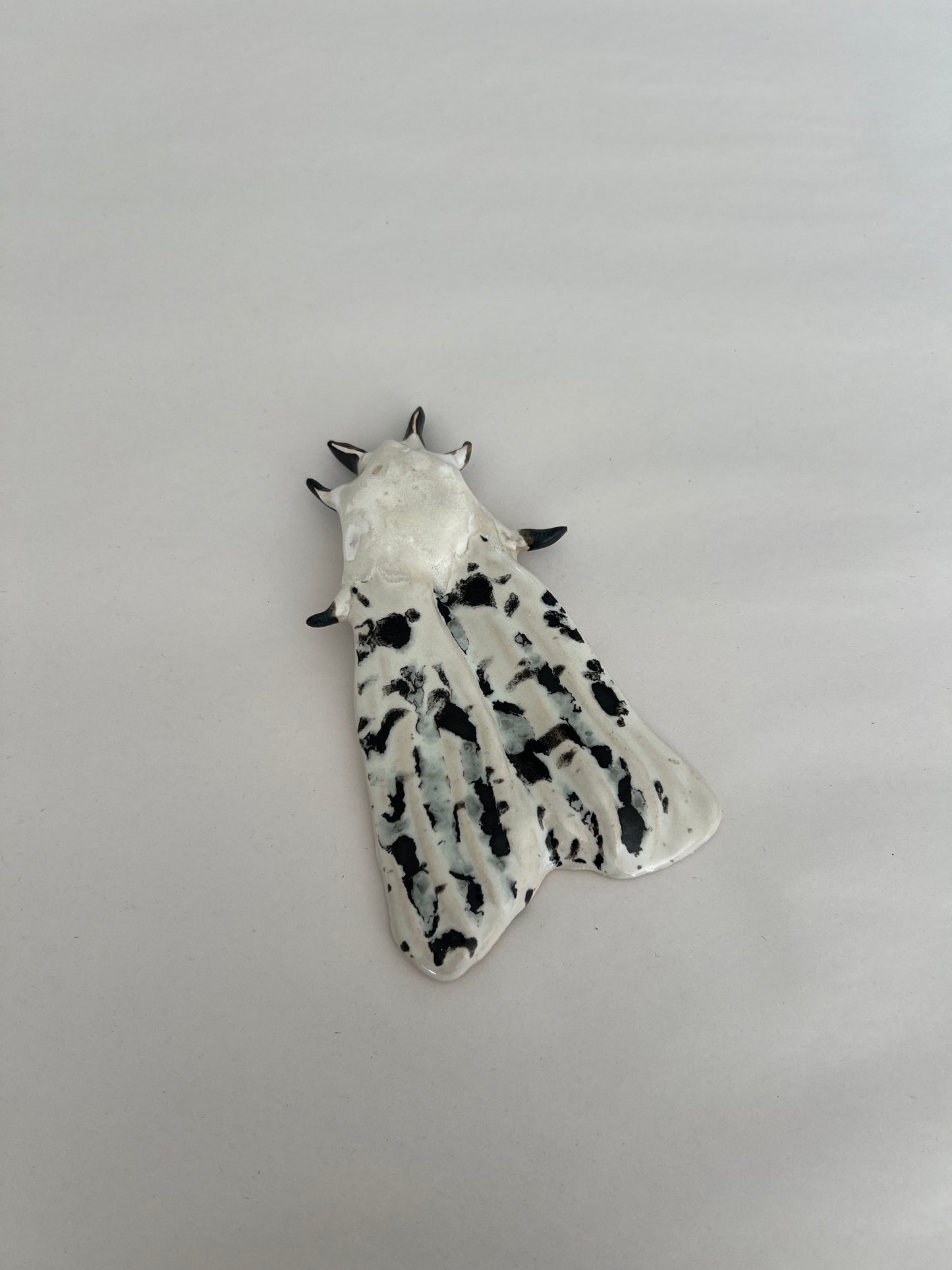 White Ermine Ceramic Moth