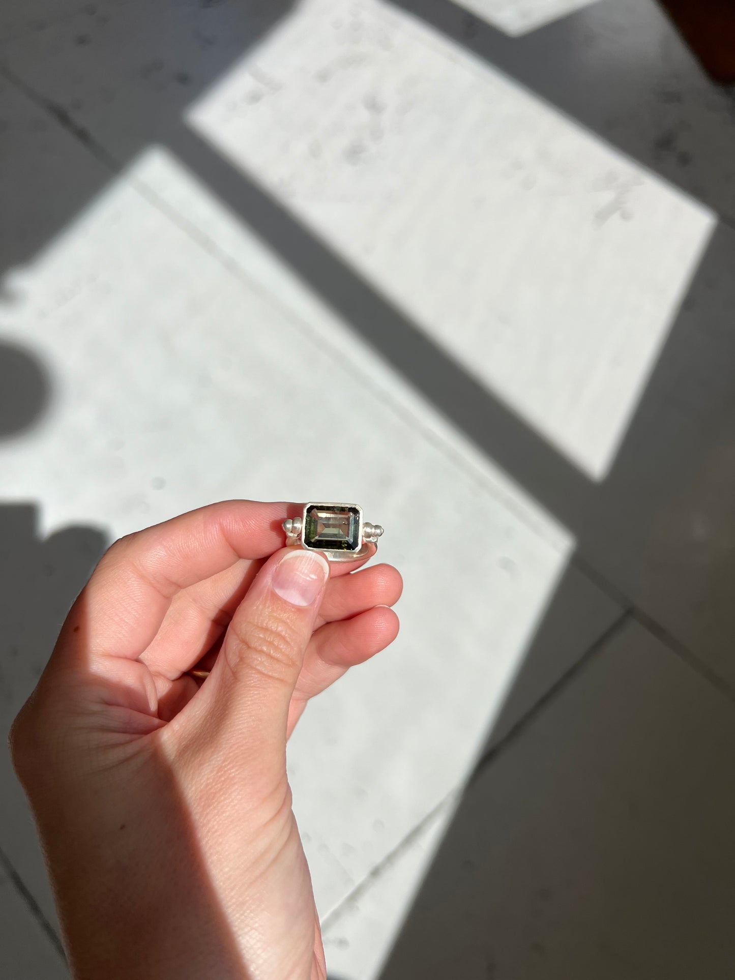 Green Tourmaline Sling Ring