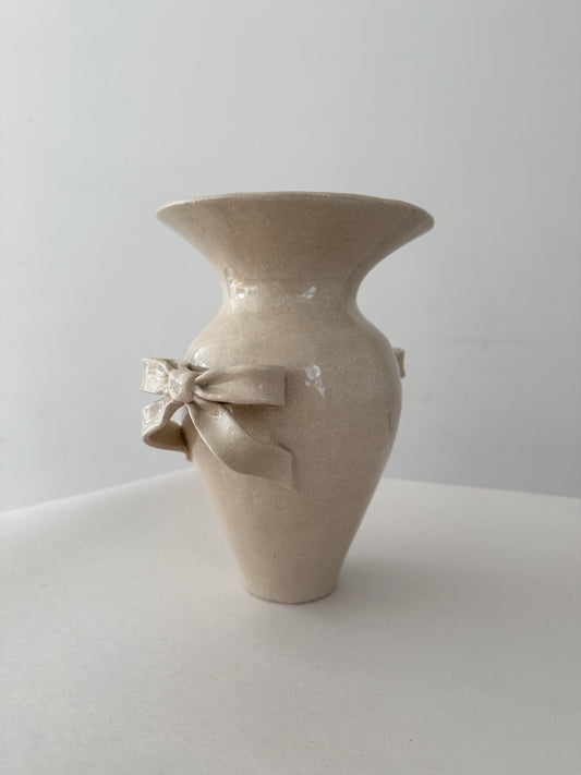 Double Bow Vase White