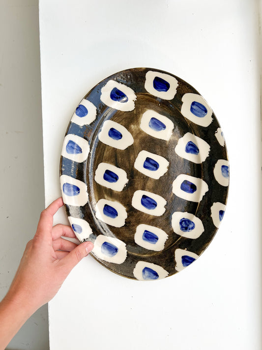 Medium Cobalt Dash Oval Platter