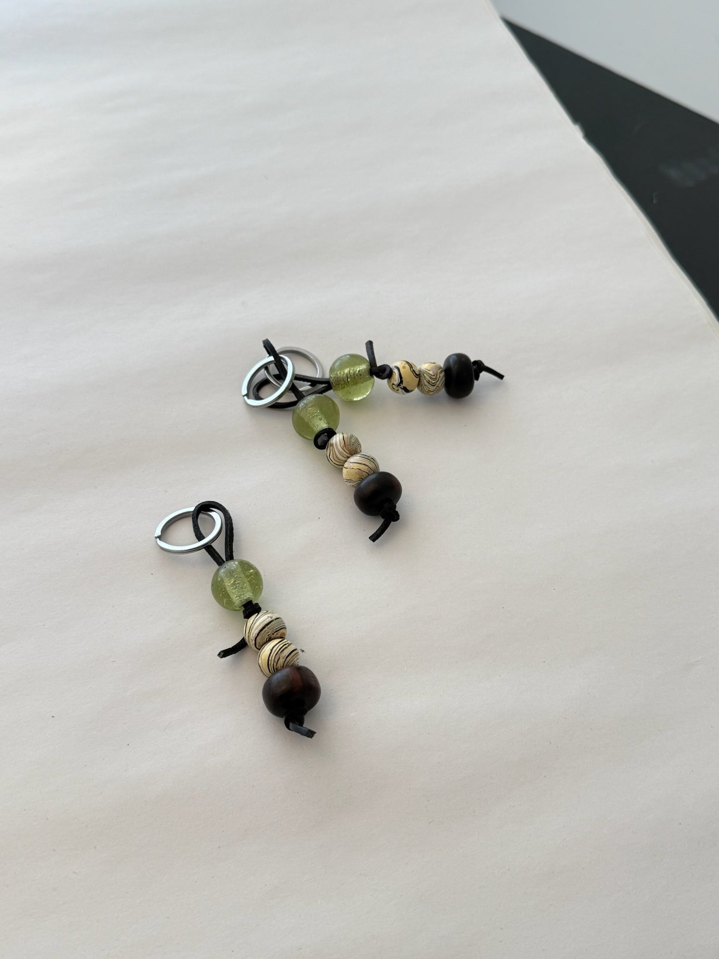 Leather and Vintage Bead Keyrings