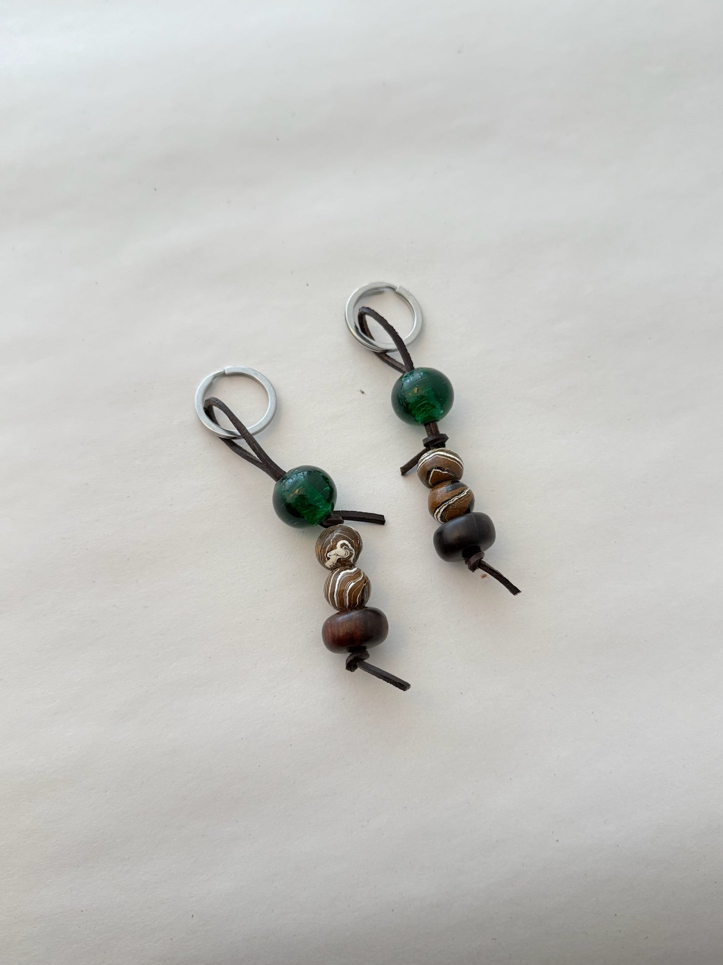 Leather and Vintage Bead Keyrings