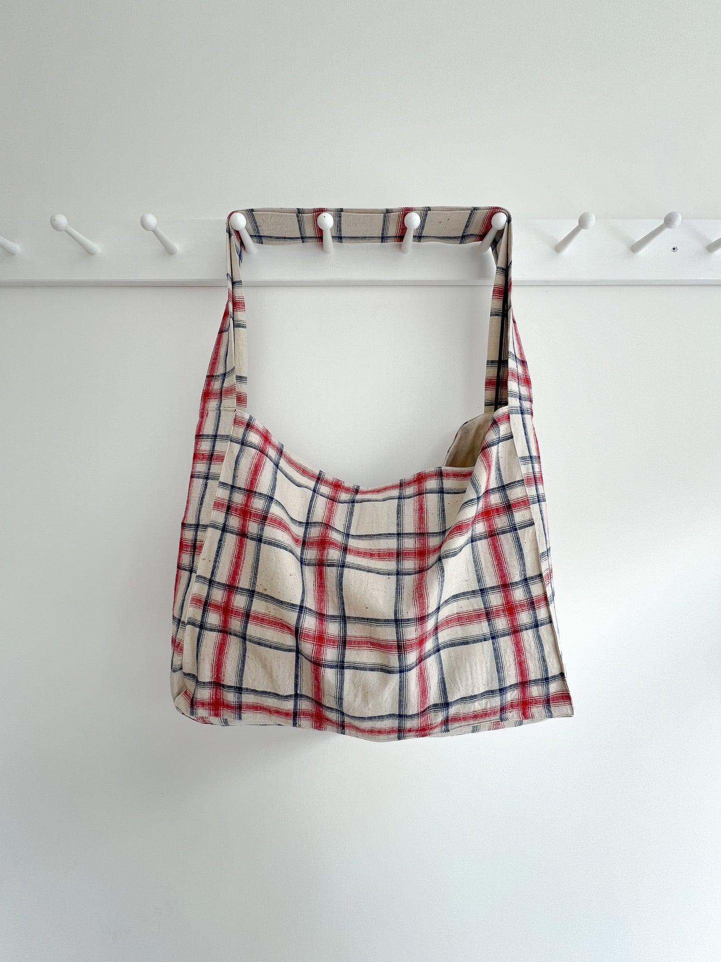 Red / Blue Checked Crossbody Bag