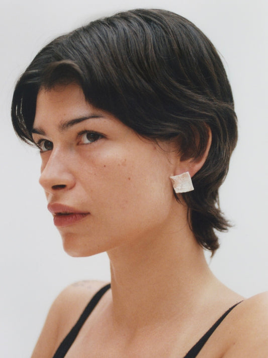Square Textured Earrings Large